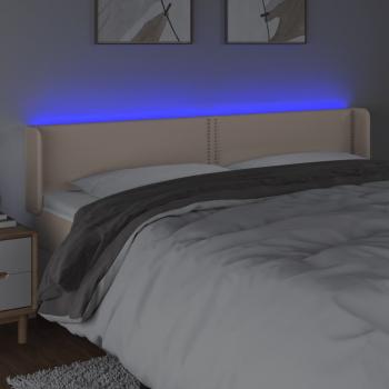 LED Kopfteil Cappuccino-Braun 183x16x78/88 cm Kunstleder