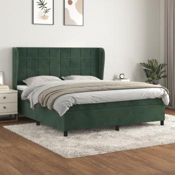 ARDEBO.de - Boxspringbett mit Matratze Dunkelgrün 160x200 cm Samt