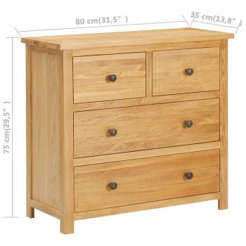 Kommode 80×35×75 cm Massivholz Eiche