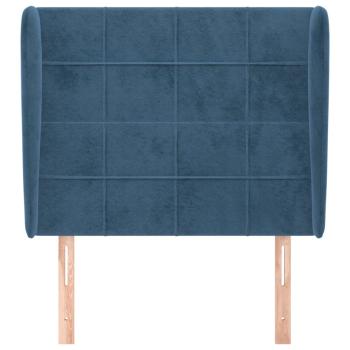 Kopfteil mit Ohren Dunkelblau 93x23x118/128 cm Samt