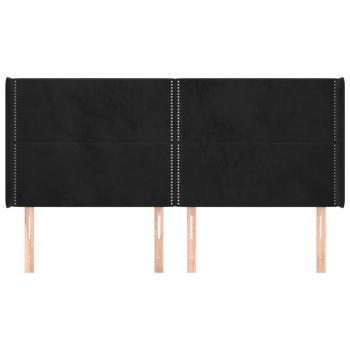 Kopfteil mit Ohren Schwarz 163x16x118/128 cm Samt