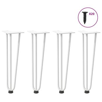 ARDEBO.de - Haarnadelbeine 4 Stk. Weiß 42 cm Massivstahl