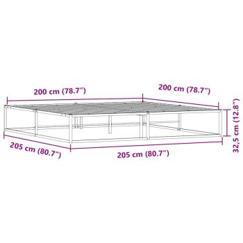 Bettgestell ohne Matratze Weiß 200x200 cm Metall