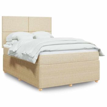 ARDEBO.de - Boxspringbett mit Matratze Creme 160x200 cm Stoff