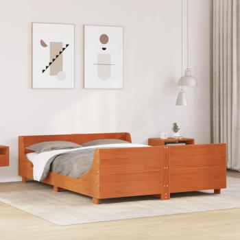 ARDEBO.de - Massivholzbett ohne Matratze Wachsbraun 135x190 cm Kiefernholz