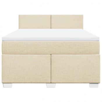 Boxspringbett mit Matratze Creme 160x200 cm Stoff