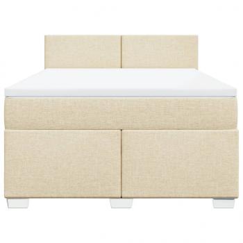 Boxspringbett mit Matratze Creme 160x200 cm Stoff