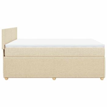 ARDEBO.de - Boxspringbett mit Matratze Creme 160x200 cm Stoff