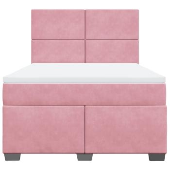 Boxspringbett mit Matratze Rosa 140x200 cm Samt