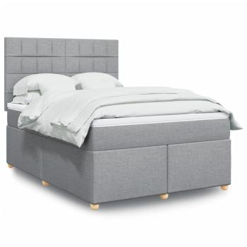 ARDEBO.de - Boxspringbett mit Matratze Hellgrau 140x190 cm Stoff