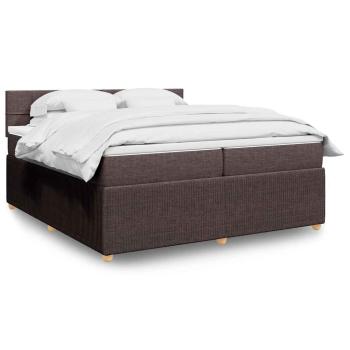ARDEBO.de - Boxspringbett mit Matratze Dunkelbraun 200x200 cm Stoff