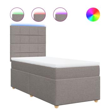 ARDEBO.de - Boxspringbett mit Matratze Taupe 100x200 cm Stoff