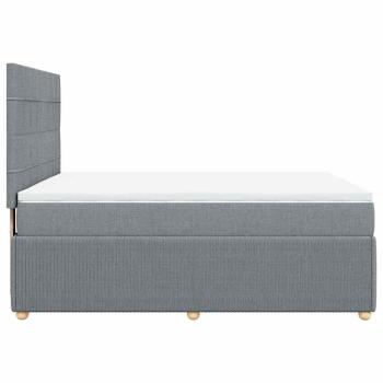 Boxspringbett mit Matratze Hellgrau 140x190 cm Stoff