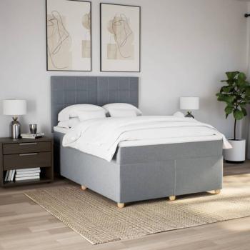 Boxspringbett mit Matratze Hellgrau 140x190 cm Stoff