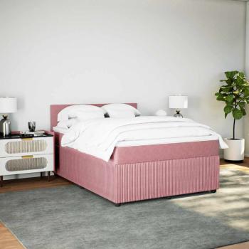 Boxspringbett mit Matratze Rosa 140x190 cm Samt