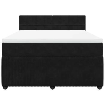 Boxspringbett mit Matratze Schwarz 140x190 cm Samt