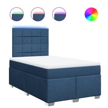Boxspringbett mit Matratze Blau 120x200 cm Stoff