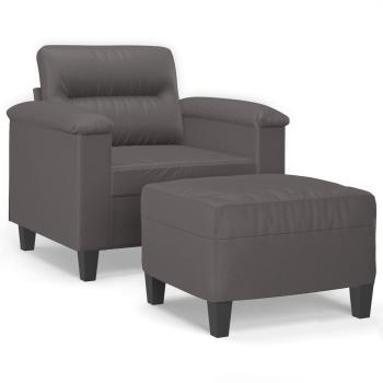 Sessel mit Hocker Grau 60 cm Kunstleder