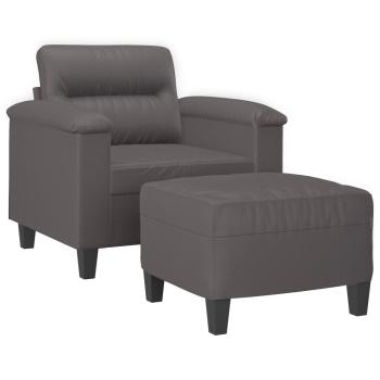 Sessel mit Hocker Grau 60 cm Kunstleder