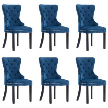 ARDEBO.de - Esszimmerstühle 6 Stk. Blau Samt
