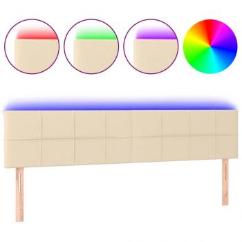 LED Kopfteil Creme 200x5x78/88 cm Stoff