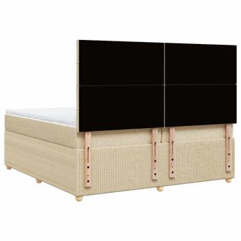 Boxspringbett mit Matratze Creme 200x200 cm Stoff