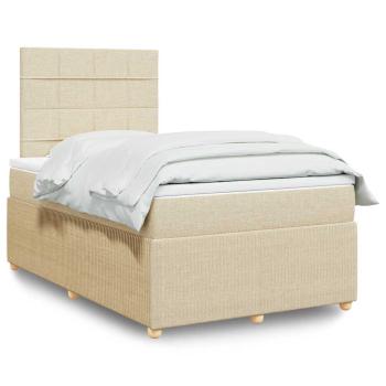 ARDEBO.de - Boxspringbett mit Matratze Creme 120x200 cm Stoff