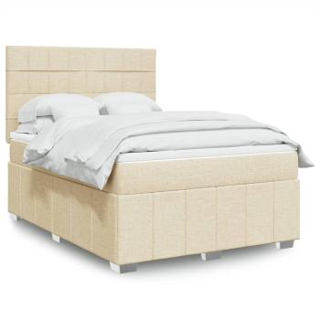 ARDEBO.de - Boxspringbett mit Matratze Creme 160x200 cm Stoff