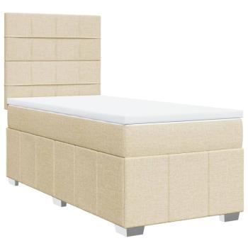 ARDEBO.de - Boxspringbett mit Matratze Creme 100x200 cm Stoff