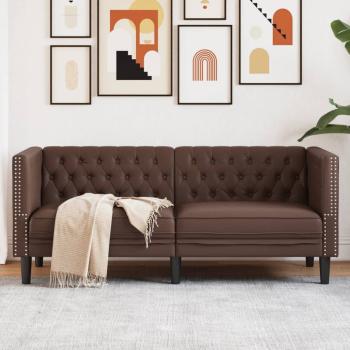 ARDEBO.de - Chesterfield-Sofa 2-Sitzer Braun Kunstleder