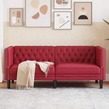 ARDEBO.de - Chesterfield-Sofa 2-Sitzer Weinrot Kunstleder