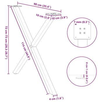 Esstischbeine X-Form 2 Stk. Schwarz 90x(72-73) cm Stahl