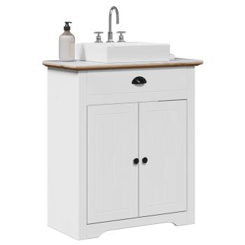 ARDEBO.de - Waschbeckenunterschrank BODO Weiß und Braun 70x35x80 cm