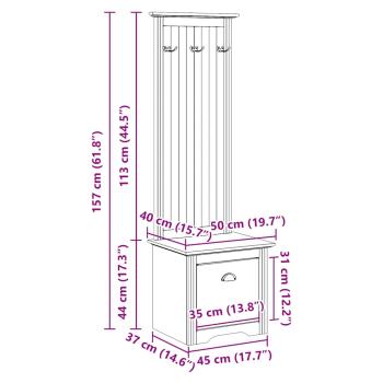 Flurschrank mit Haken BODO Weiß 50x40x157 cm
