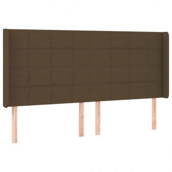 LED Kopfteil Dunkelbraun 203x16x118/128 cm Stoff