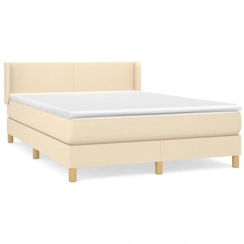 Boxspringbett mit Matratze Creme 140x190 cm Stoff