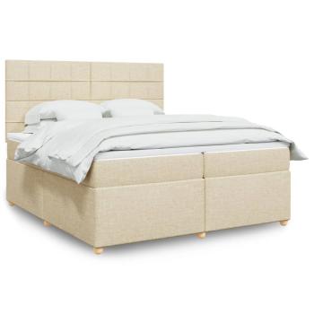 ARDEBO.de - Boxspringbett mit Matratze Creme 200x200 cm Stoff