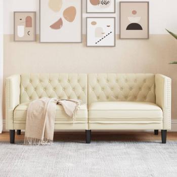 ARDEBO.de - Chesterfield-Sofa 2-Sitzer Creme Kunstleder