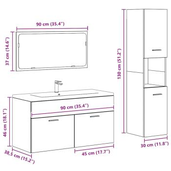 3-tlg. Badmöbel-Set Betongrau Holzwerkstoff