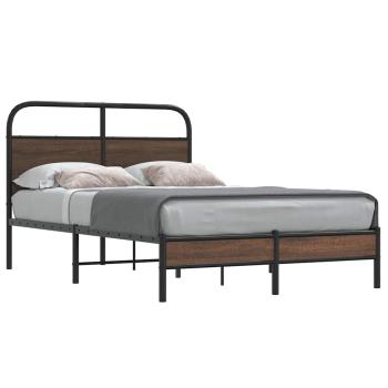 ARDEBO.de - Bettgestell ohne Matratze 135x190 cm Braun Eichen-Optik