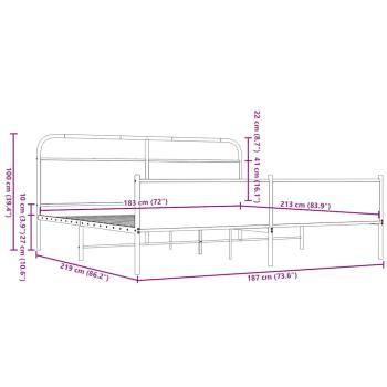 Metallbett ohne Matratze Braun Eichen-Optik 183x213 cm