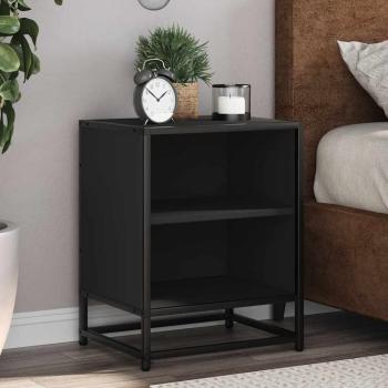 ARDEBO.de - Nachttisch Schwarz 40x31x50 cm Holzwerkstoff und Metall