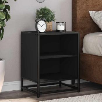 Nachttisch Schwarz 40x31x50 cm Holzwerkstoff und Metall
