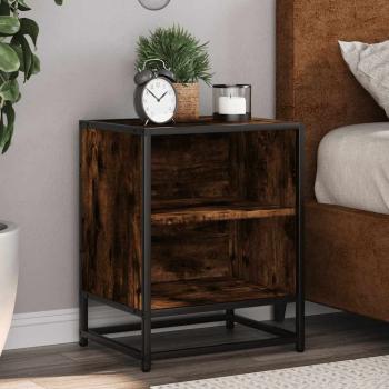 ARDEBO.de - Nachttisch Räuchereiche 40x31x50 cm Holzwerkstoff und Metall