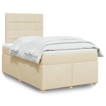 ARDEBO.de - Boxspringbett mit Matratze Creme 120x190 cm Stoff