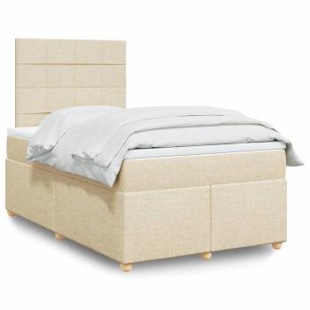 ARDEBO.de - Boxspringbett mit Matratze Creme 120x200 cm Stoff