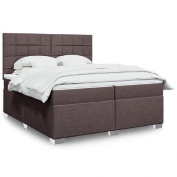 ARDEBO.de - Boxspringbett mit Matratze Dunkelbraun 200x200 cm Stoff