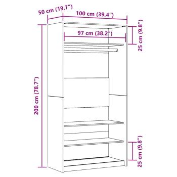 Kleiderschrank Artisan-Eiche 100x50x200 cm Holzwerkstoff