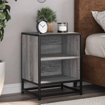 ARDEBO.de - Nachttisch Grau Sonoma 40x31x50 cm Holzwerkstoff und Metall