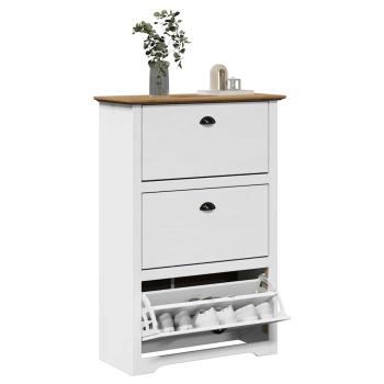 ARDEBO.de - Schuhregal BODO Weiß und Braun 80x35x118 cm